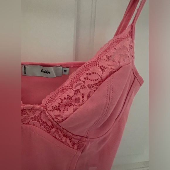 Adika Pink Lace Corset Mesh Going Out Tank Top MEDIUM - Picture 3 of 4